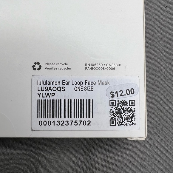 Lululemon Ear Loop Face Mask NWT in Box (Unused/Unopened) *BRAND NEW* - Picture 13 of 13